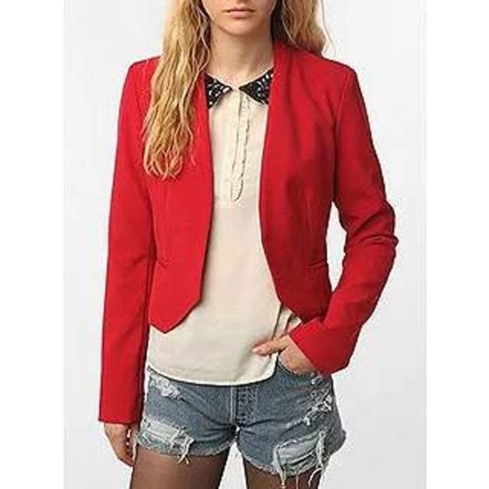Sparkle & Fade Cropped Open Front Indie Blazer Large